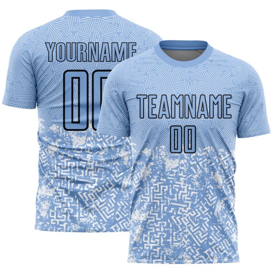 Maillot de football géométrique bleu et noir, uniforme, formes légères, sublimation personnalisée