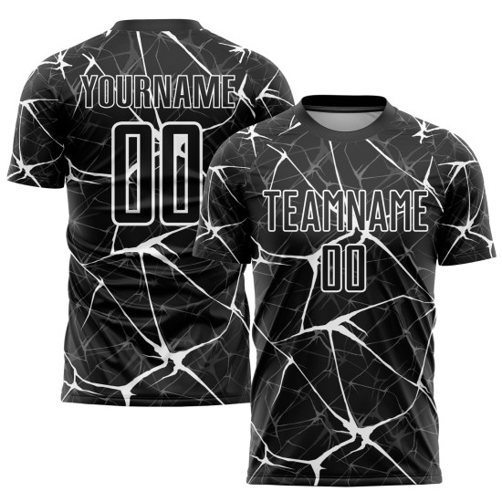 Maillot de football personnalisé à sublimation, blanc et noir