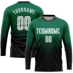 Maillot de football personnalisé à sublimation blanc-noir, uniforme à manches longues vert délavé