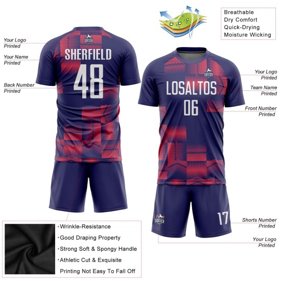 Maillot de football blanc-violet à sublimation personnalisée