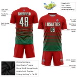 Maillot de football à rayures fines, rouge délavé, sublimation, personnalisé, vert et blanc, Kelly Maillot de football à rayures fines, rouge délavé, sublimation, personnalisé, vert et blanc, Kelly