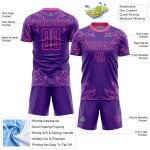Maillot de football personnalisé par sublimation, uniforme rose, formes géométriques, violet