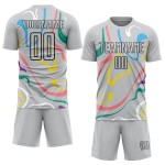 Maillot de football gris à sublimation, formes fluides personnalisées Maillot de football gris à sublimation, formes fluides personnalisées