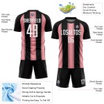 Maillot de football personnalisé à sublimation rose et noir, blanc, taille M Maillot de football personnalisé à sublimation rose et noir, blanc, taille M