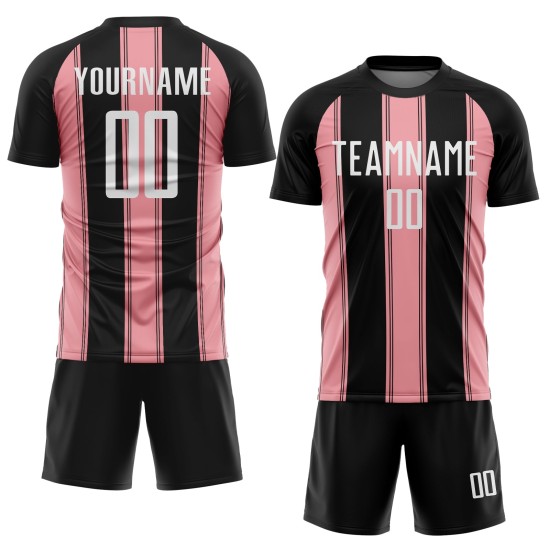 Maillot de football personnalisé à sublimation rose et noir, blanc, taille M Maillot de football personnalisé à sublimation rose et noir, blanc, taille M