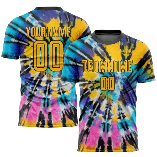 Maillot de football personnalisé avec sublimation or-noir
