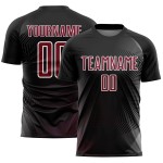 Maillot de football personnalisé à sublimation, blanc cramoisi, lignes géométriques noires