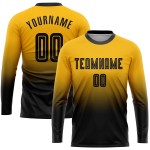 Maillot de football personnalisé à manches longues, noir et or, uniforme de mode, fondu, sublimation