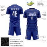 Maillot de football personnalisé blanc-bleu marine par sublimation Maillot de football personnalisé blanc-bleu marine par sublimation