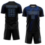 Maillot de football léger personnalisé bleu royal, noir sublimé Maillot de football léger personnalisé bleu royal, noir sublimé
