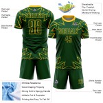 Maillot de football géométrique jaune à sublimation personnalisée, formes uniformes, vert Maillot de football géométrique jaune à sublimation personnalisée, formes uniformes, vert