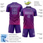 Maillot de football blanc à sublimation Purple Lines, uniforme personnalisé