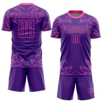 Maillot de football personnalisé par sublimation, uniforme rose, formes géométriques, violet