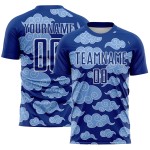 Maillot de football Cloud, modèle uniforme, blanc, sublimation, personnalisé, royal Maillot de football Cloud, modèle uniforme, blanc, sublimation, personnalisé, royal
