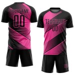 Maillot de football personnalisé à sublimation noire rose Maillot de football personnalisé à sublimation noire rose