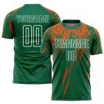 Maillot de football personnalisé Kelly, uniforme vert, orange et blanc, sublimation Maillot de football personnalisé Kelly, uniforme vert, orange et blanc, sublimation