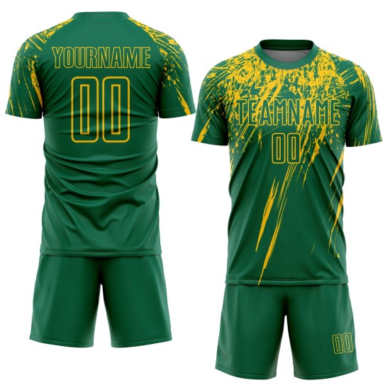 Maillot de football personnalisé vert jaune Kelly Sublimation