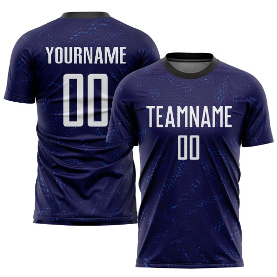 Maillot de football personnalisé à sublimation blanc-noir, violet foncé