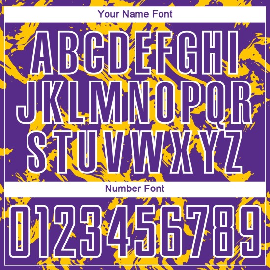 Maillot de football abstrait personnalisé à sublimation fluide violet, maillot or-blanc