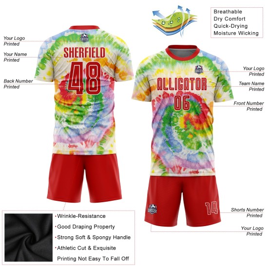Maillot de football rouge et blanc, teinture personnalisée par sublimation