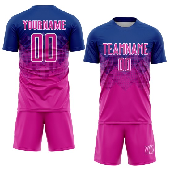 Maillot de football personnalisé à sublimation rose foncé et blanc Maillot de football personnalisé à sublimation rose foncé et blanc