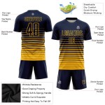 Maillot de football à rayures bleu marine, personnalisé, dégradé doré, uniforme de mode, sublimation
