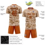 Maillot de football personnalisé par sublimation, camouflage orange-marron, salut, service au Texas