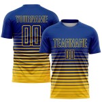 Maillot de football à rayures fines, personnalisé, jaune, dégradé, sublimation, royal Maillot de football à rayures fines, personnalisé, jaune, dégradé, sublimation, royal