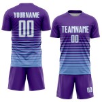 Maillot de football à sublimation, violet, rayures fines, bleu, personnalisé, blanc et léger Maillot de football à sublimation, violet, rayures fines, bleu, personnalisé, blanc et léger