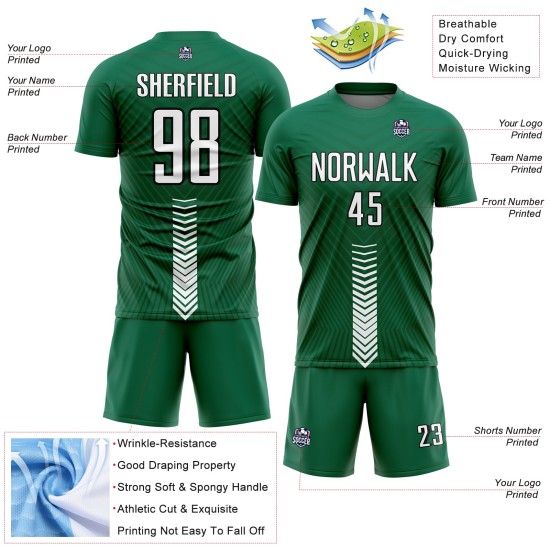 Maillot de football blanc et noir Kelly Shapes personnalisé Green Arrow, sublimation