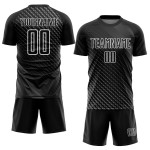 Maillot de football géométrique personnalisé, uniforme de sublimation blanc, noir Maillot de football géométrique personnalisé, uniforme de sublimation blanc, noir