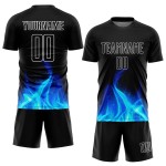 Maillot de sublimation Flame personnalisé uniforme de football blanc noir Maillot de sublimation Flame personnalisé uniforme de football blanc noir