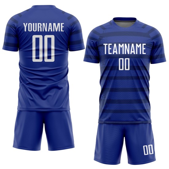 Maillot de football personnalisé blanc-bleu marine par sublimation Maillot de football personnalisé blanc-bleu marine par sublimation