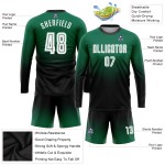 Maillot de football personnalisé à sublimation blanc-noir, uniforme à manches longues vert délavé