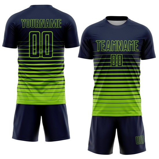 Maillot à fines rayures personnalisé, uniforme, bleu marine, mode, vert, sublimation, football, néon